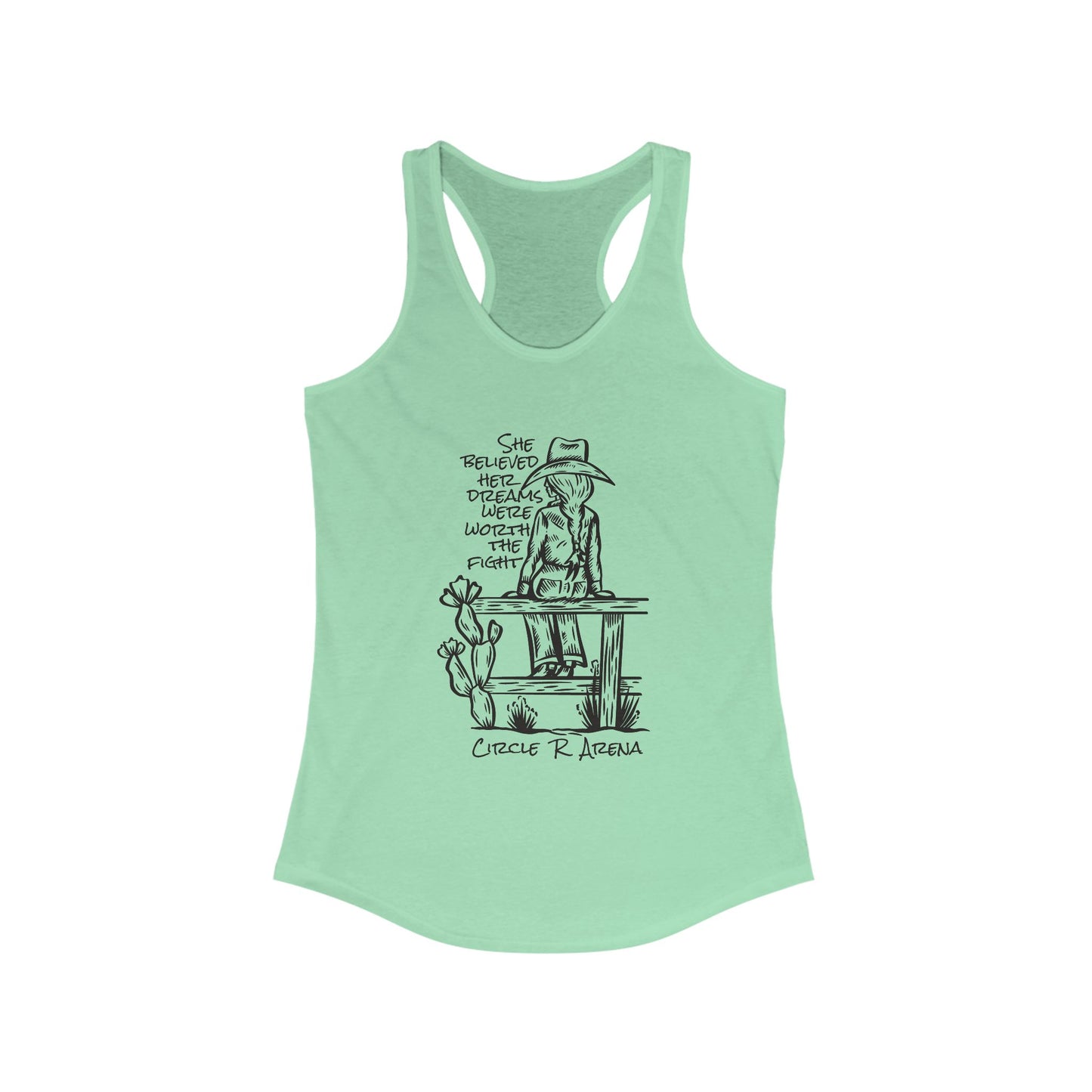 Worth The Fight - Circle R Arena Logo Racerback Tank